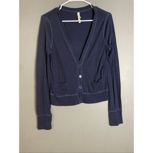 Aeropostale Blue Navy Button Up Pocket Cardigan Size Large